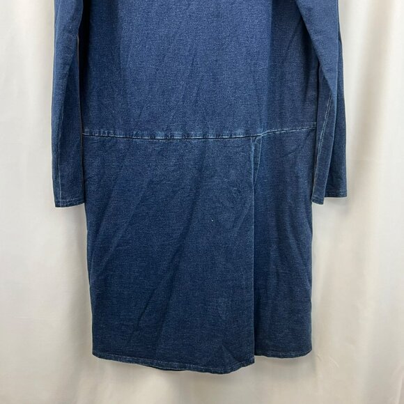 J.Jill Pure Jill Indigo Shift Dress Long Sleeve Tulip Hem Blue Size Small - Picture 4 of 8